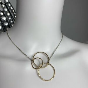 J+i 925 sterling silver chain necklace with interlocking circles GF